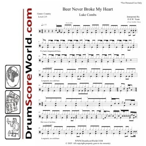 Luke Combs - Beer Never Broke My Heart - Drum Sheet